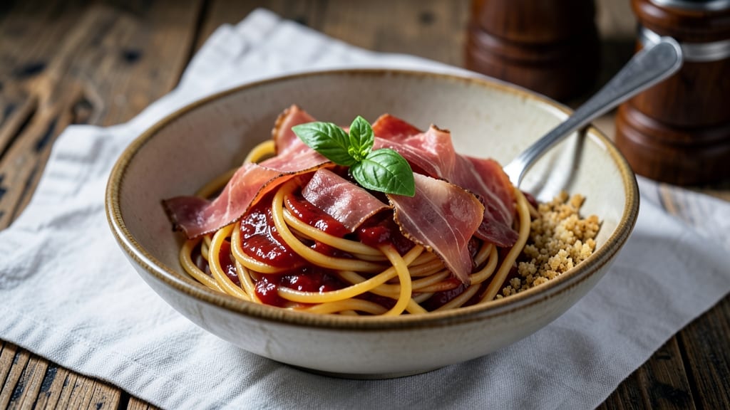 Authentic Vodka Sauce Recipe with Prosciutto: Crispy Prosciutto Bites Over Rich Tomato Velocity