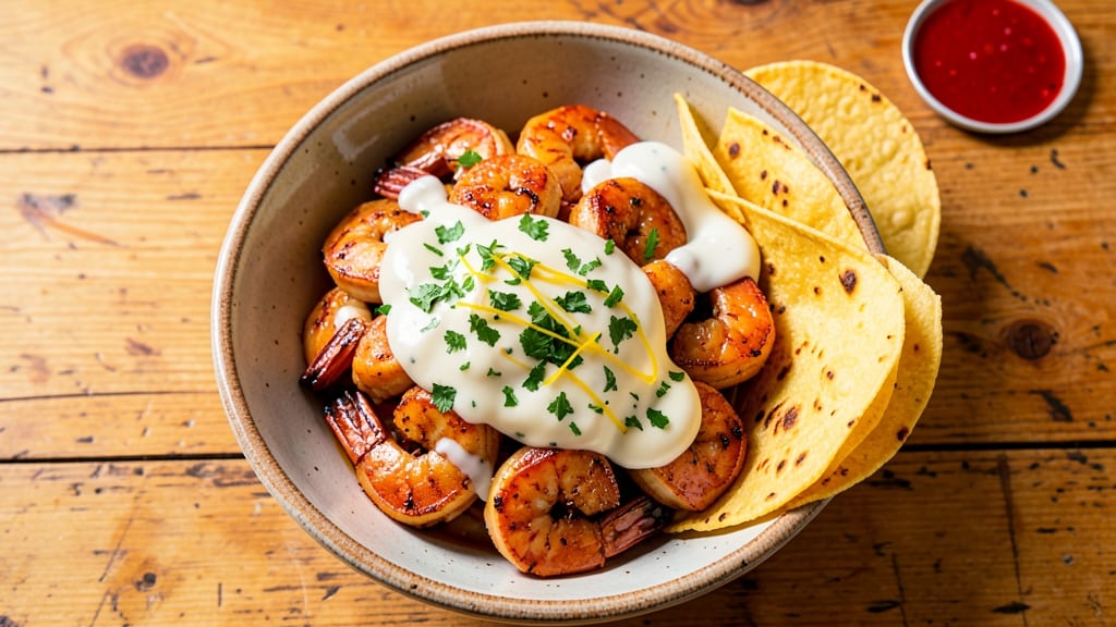 Baja Sauce Recipe for Shrimp Tacos: Creamy Lime-Kissed Heat With Crunchy Tortilla Strips