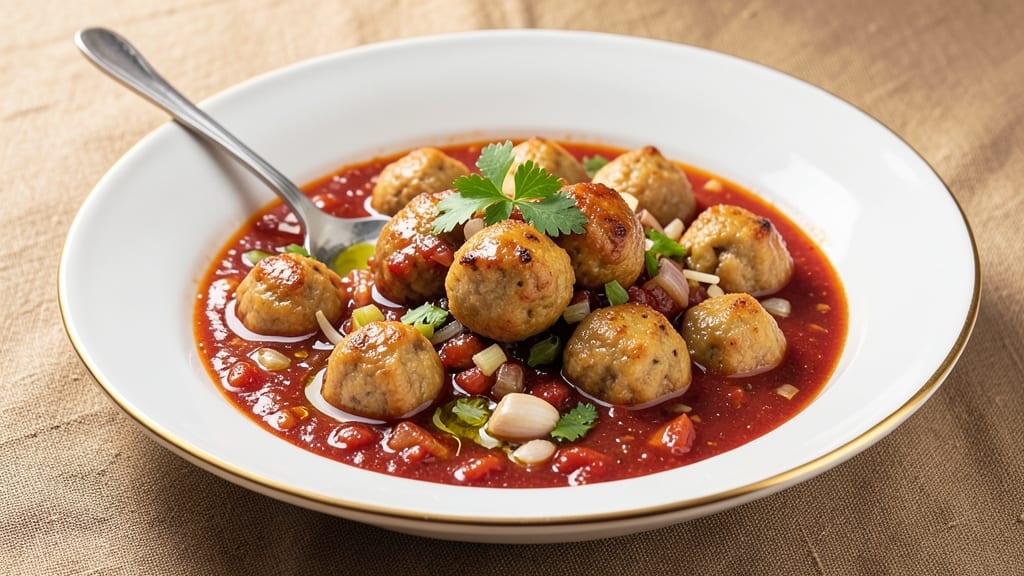 Albondigas Sauce Recipe: Slow-Simmered Tomato Cream With Celery Crown Crunch