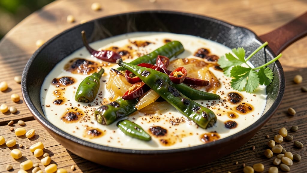 Authentic Chile Verde Sauce Recipe: Smoky Tomato-Chipotle Cream With Celery Crown Crunch Topping