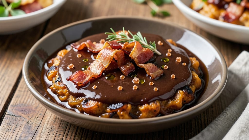 Bacon Bourbon Whiskey BBQ Sauce Recipe: Smoky-Sweet Heat With Crunchy Celery Crown Topping